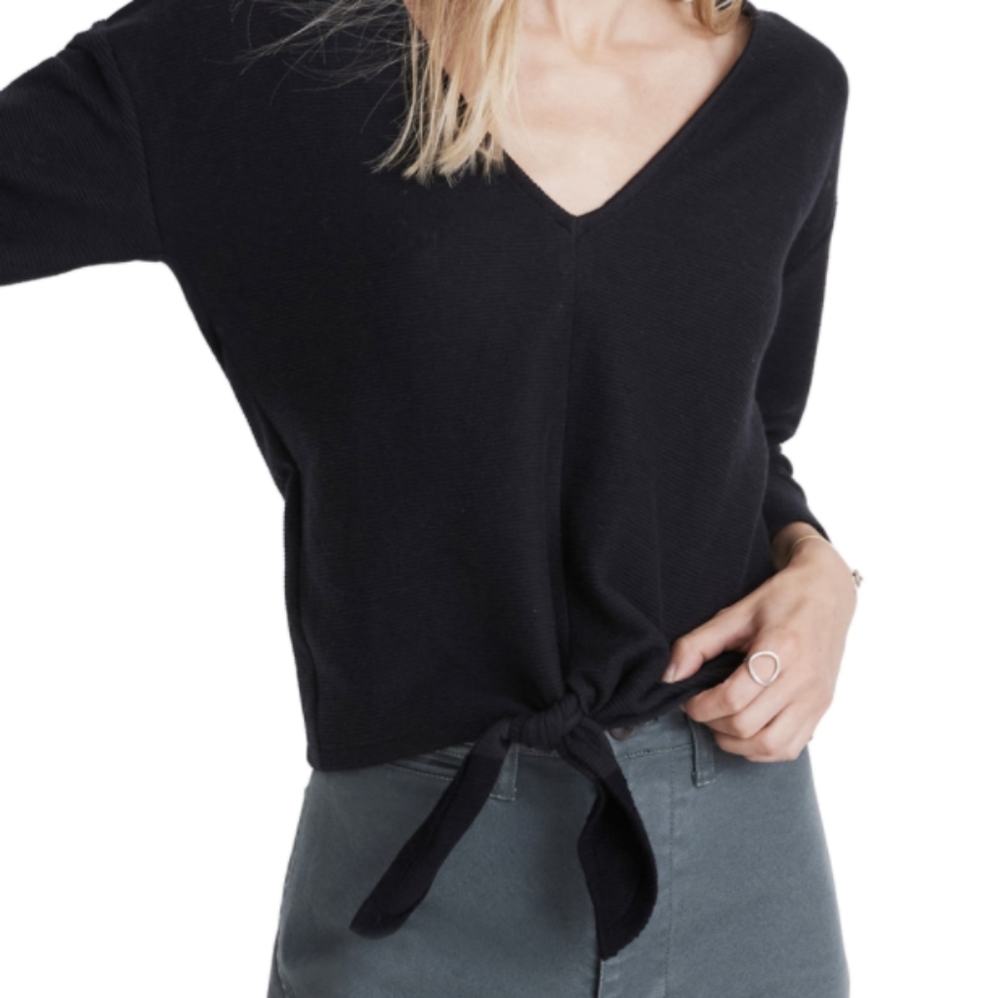 Madewell Texture & Thread 3/4 Sleeve Tie Front